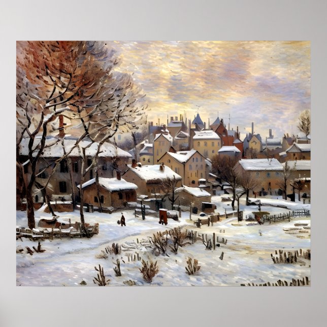 Snow Effect with Setting Sun Poster (Front)