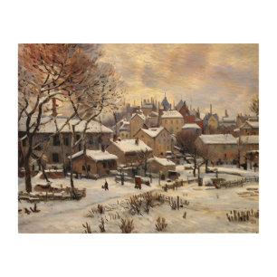 Snow Effect with Setting Sun Wood Wall Art