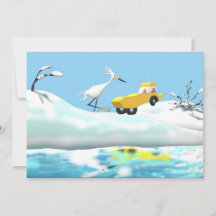 Snow Egret and Wooden Toy Car
