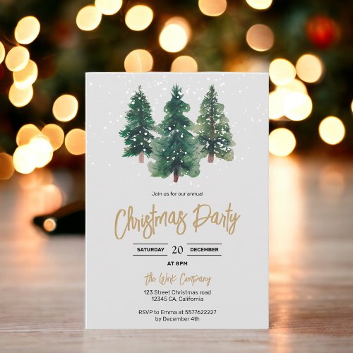  Snow elegant christmas trees corporate holiday Invitation