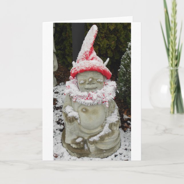 Snow Elf Buddha Holiday Card (Front)