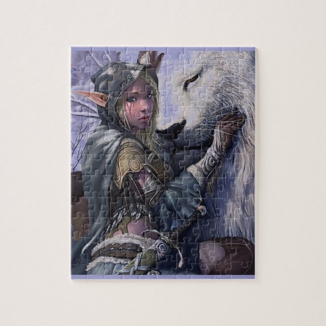 Snow+Elf+Girl+with+Lion Jigsaw Puzzle (Vertical)