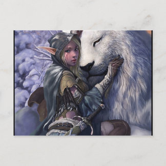 Snow+Elf+Girl+with+Lion Postcard