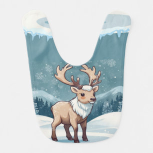 Snow Elk Brown Print Baby Bib