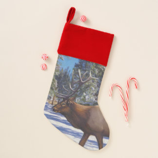 Snow Elk Christmas Stocking