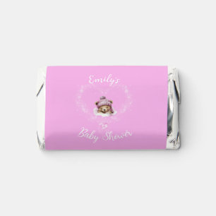Snow Excited Pink Teddy Bear Baby Shower Hershey's Miniatures