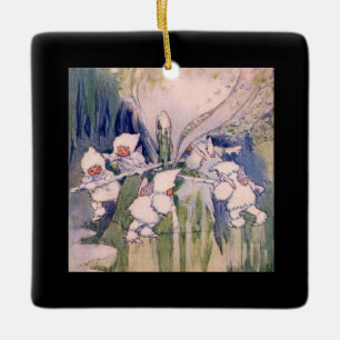Snow Faeries Making Snow Ceramic Ornament