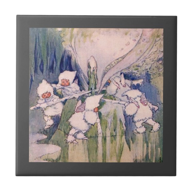 Snow Faeries Making Snow  Ceramic Tile (Front)