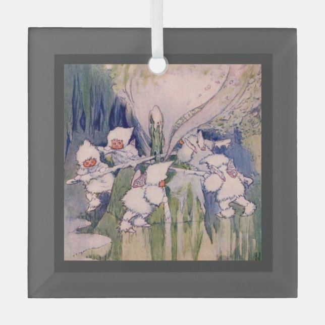 Snow Faeries Making Snow Glass Ornament (Front)