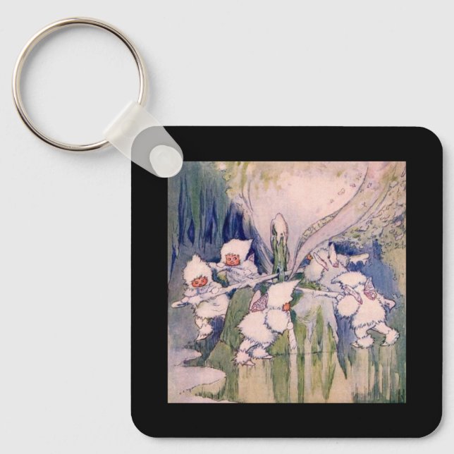 Snow Faeries Making Snow  Keychain (Front)