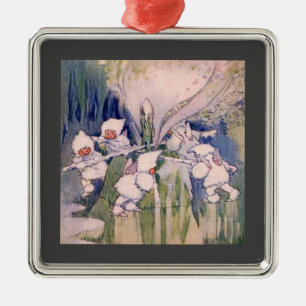Snow Faeries Making Snow Metal Ornament