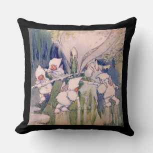 Snow Faeries Making Snow  Throw Pillow