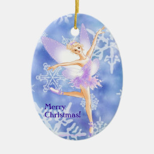 Snow Fairy Ballet Oval Ornament (customizable)