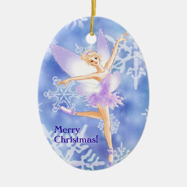 Snow Fairy Ballet Oval Ornament (customizable) (Front)