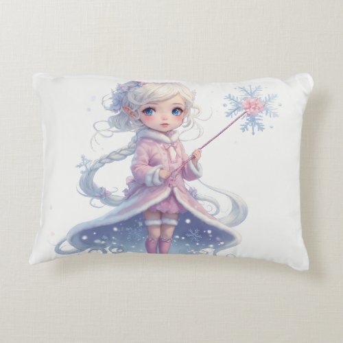 snow fairy girl pillo accent pillow