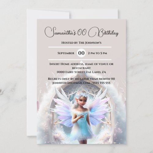 Snow fairy winter forest magical portal girls invitation