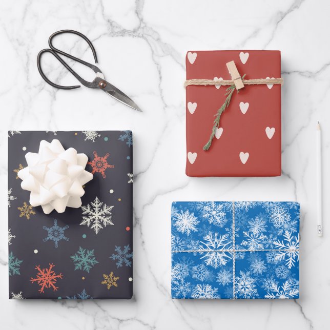 Snow Fall Christmas Wrapping Paper Sheets (Front)