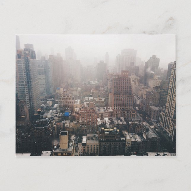 Snow Fall NYC Skyscraper Vintage Style Photo Postcard (Front)