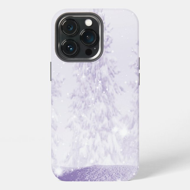 Snow Fall on-Purple Background Iphone Case (Back)