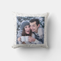 Snow Fall &amp; Stars Pattern Any Photo Color-Matching Throw Pillow