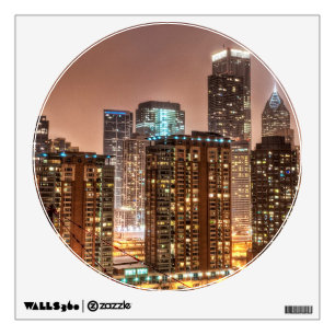 Snow falls over skyline at evening in Chicago Wall Decal
