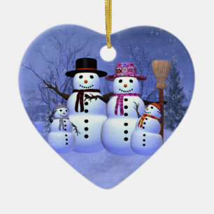 Snow Family with 2 Boys Ornament