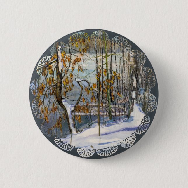 Snow fell pinback button (Front)