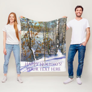 Snow fell Watercolor  Fleece Blanket