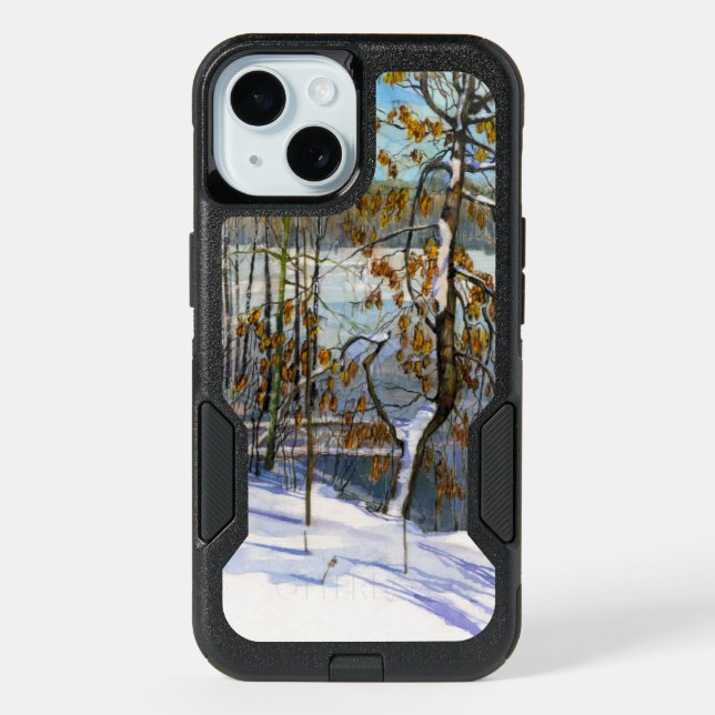 Snow fell Watercolor  iPhone 15 Case (Back)