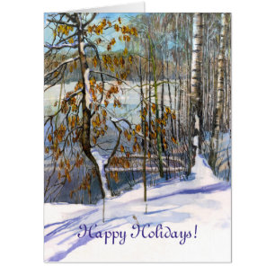 Snow fell Watercolor painting Card