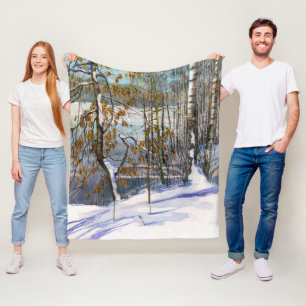 Snow fell Watercolor painting Fleece Blanket