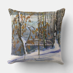 Snow fell Watercolor painting Throw Pillow