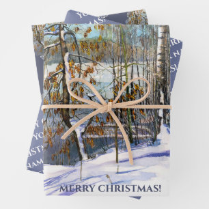Snow fell Watercolor Wrapping Paper Sheets