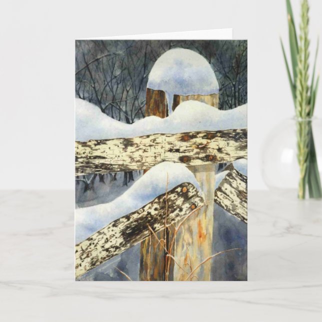 "Snow Fence" Country Road Greeting Card (Front)