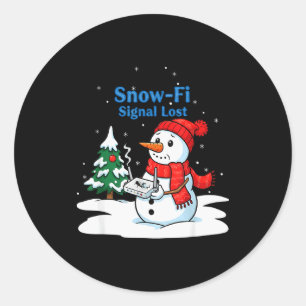 Snow-fi Signal Lost Funny Christmas Snowman Wifi Classic Round Sticker