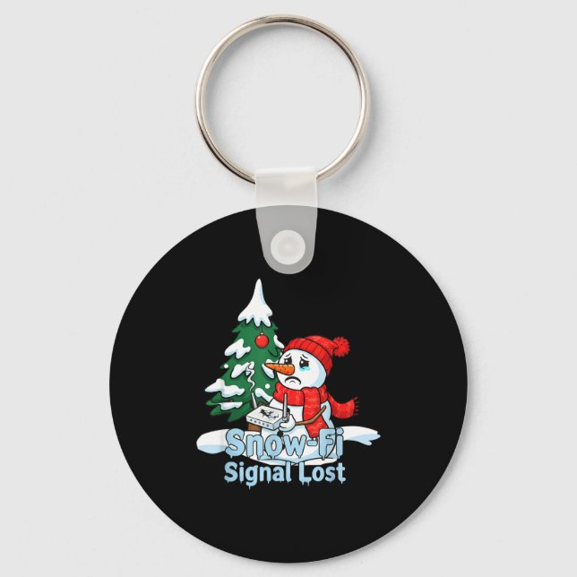 Snow-fi Signal Lost Funny Snowman Christmas Art  Keychain (Front)
