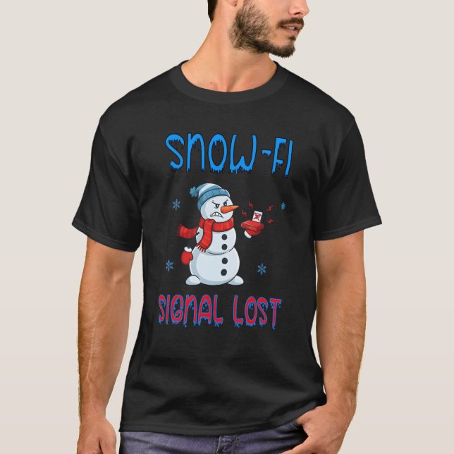 Snow-Fi Signal Lost Funny Winter T-Shirt (Front)