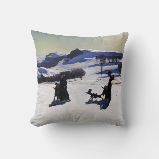 Snow Fields by an American Painter Christmas Gift Throw Pillow (Front)