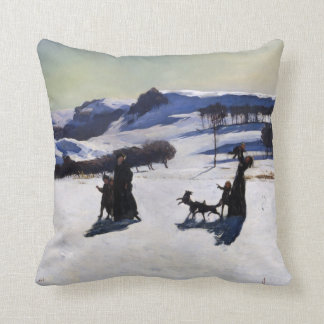 Snow Fields by an American Painter Christmas Gift Throw Pillow
