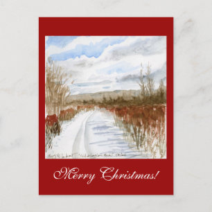 Snow Filled Field winter Holiday Postcard