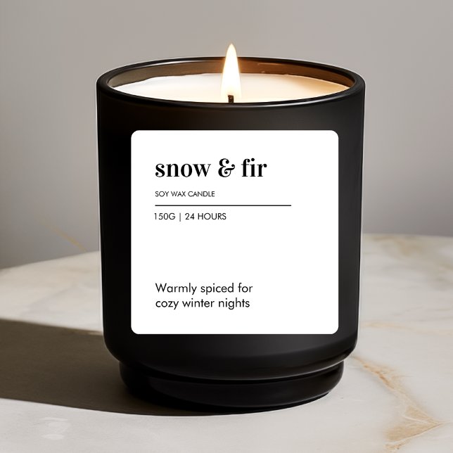 Snow & Fir Minimalist Soy Candle | Cozy Winter  Square Sticker (Creator Uploaded)