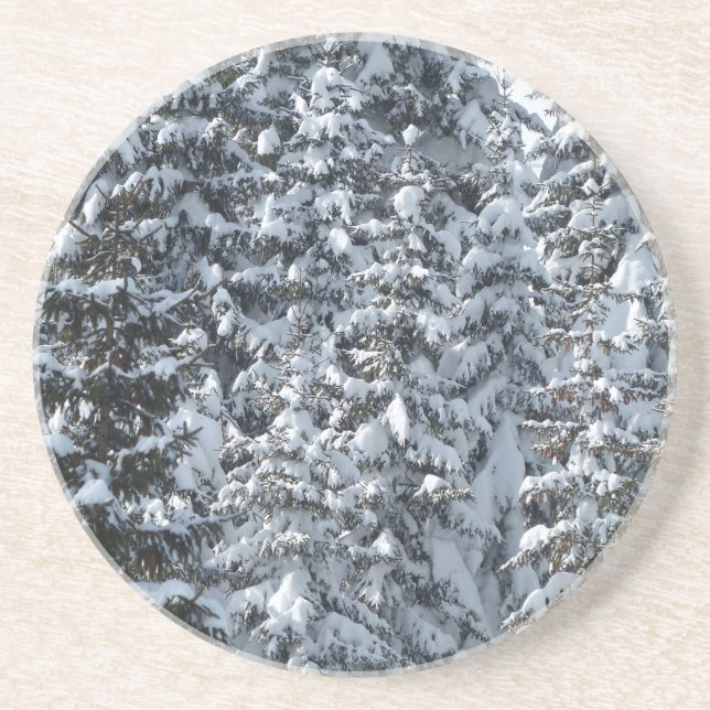 Snow Fir Tree Texture Sandstone Coaster (Front)