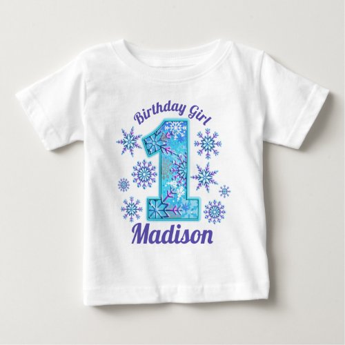 Snow First Birthday frozen   Baby T_Shirt