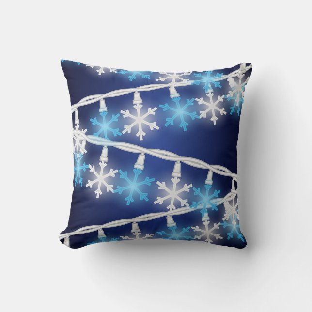Snow Flake Lights Throw Pillow (Front)