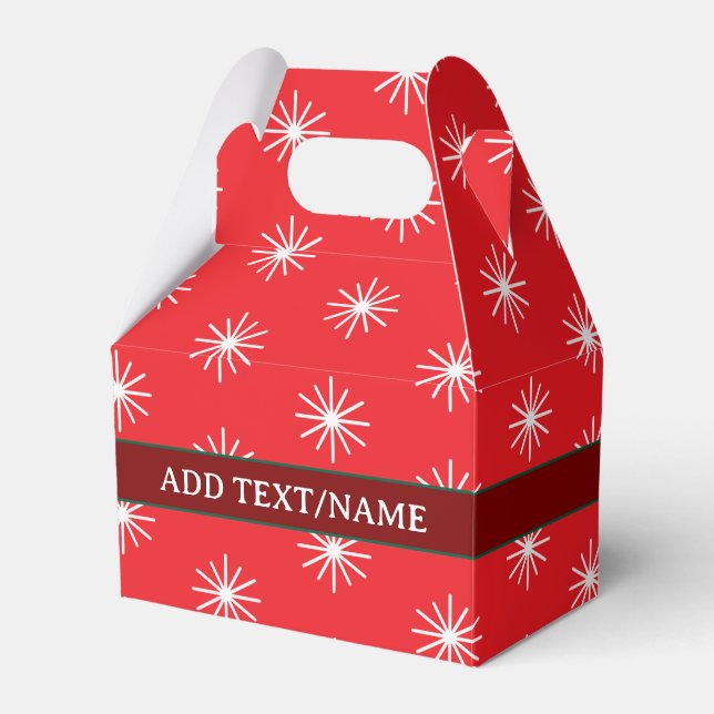 Snow Flake Pattern In Red Green White Favor Boxes (Front Side)