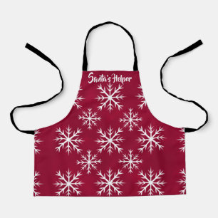 snow flake pattern-  North Pole design, cranberry Apron