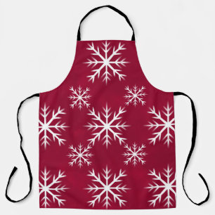 snow flake pattern-  North Pole design, cranberry Apron