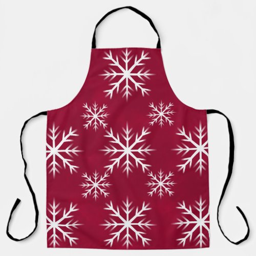 snow flake pattern_  North Pole design cranberry Apron