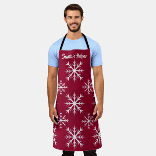 snow flake pattern- North Pole design, cranberry Apron
