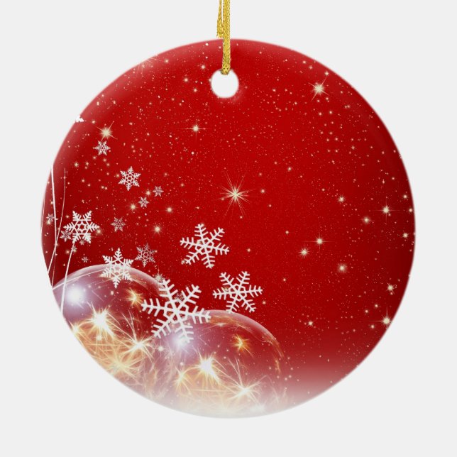 Snow flakes at Christmas Ceramic Ornament (Back)